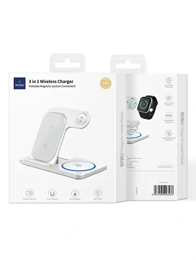 WIWU Wi-W020 3-in-1 Foldable Wireless Charging Station