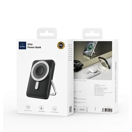 WiWU Wi-P018 Elite Power Bank 10000mAh Magnetic Wireless Charging With Stand
