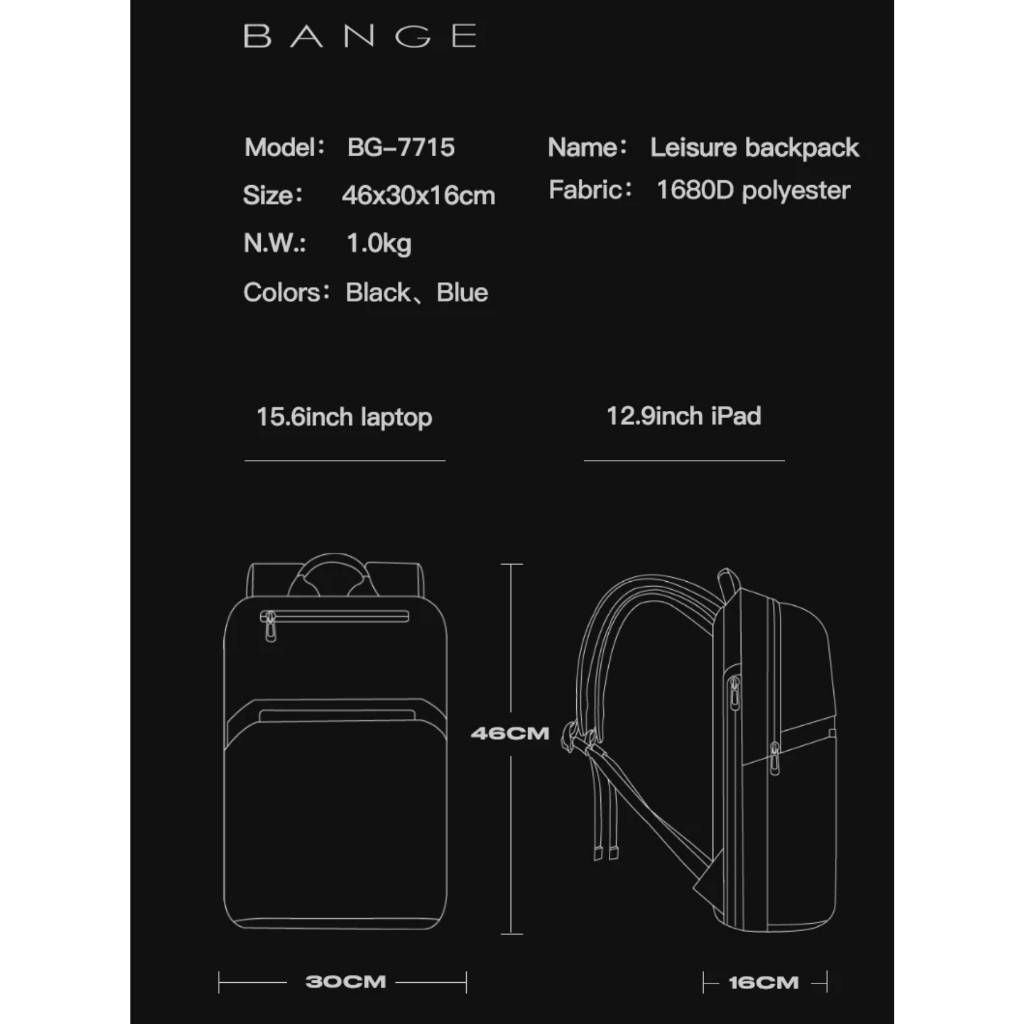 BANGE BG-7715 City Stunner  Casual Backpack for Laptops Work & Play (15.6")