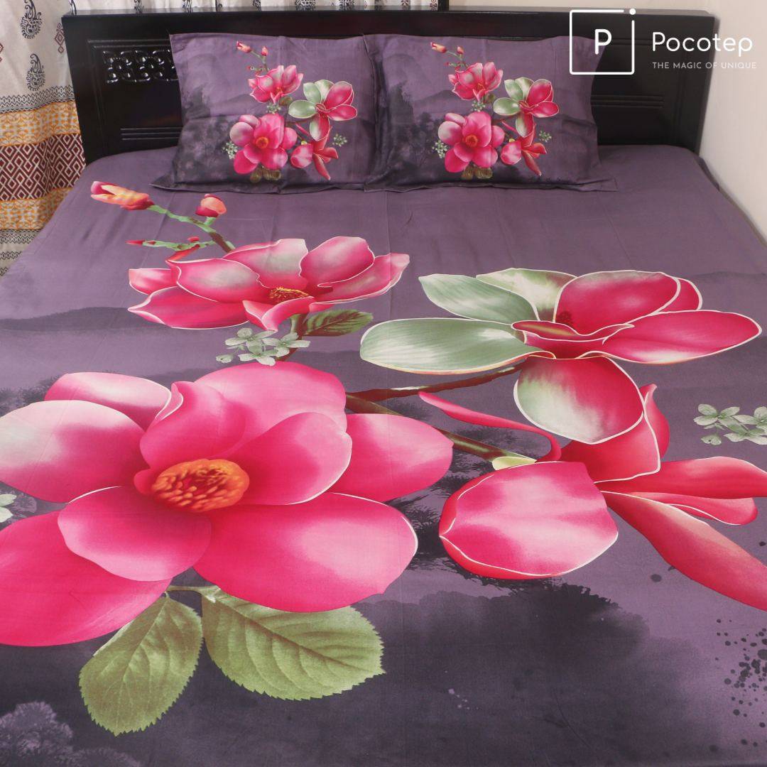 big flowers bedsheets   (৩ পিসের সেট)