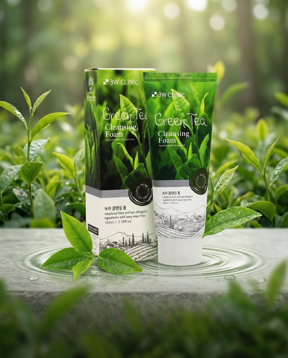3W Clinic Green Tea Cleansing Foam