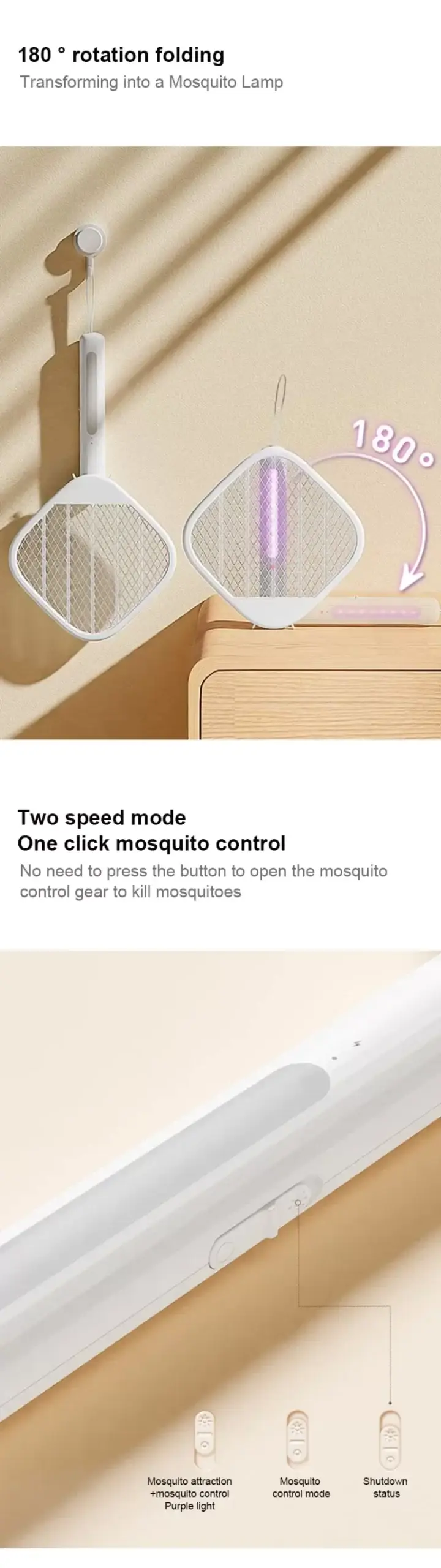 Qualitell V1 Foldable Electric Mosquito Swatter