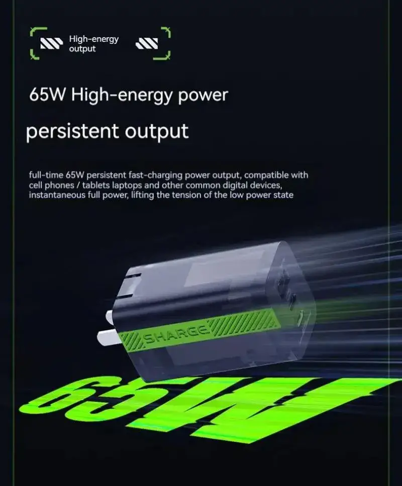 Sharge Hermit Unleash 65W GaN Powerhouse for All Your Devices Multi Port Fast Charger