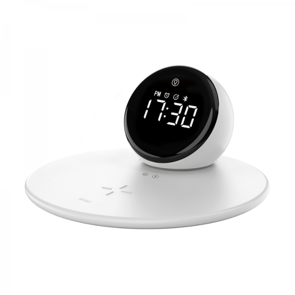 WiWu WI-W017 15W Wireless Charger with Digital Alarm Clock and Bluetooth Speaker