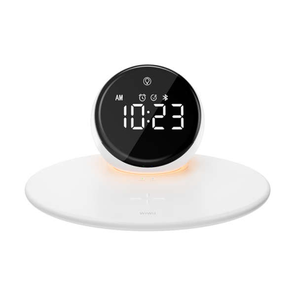 WiWu WI-W017 15W Wireless Charger with Digital Alarm Clock and Bluetooth Speaker