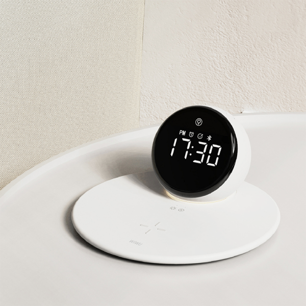 WiWu WI-W017 15W Wireless Charger with Digital Alarm Clock and Bluetooth Speaker