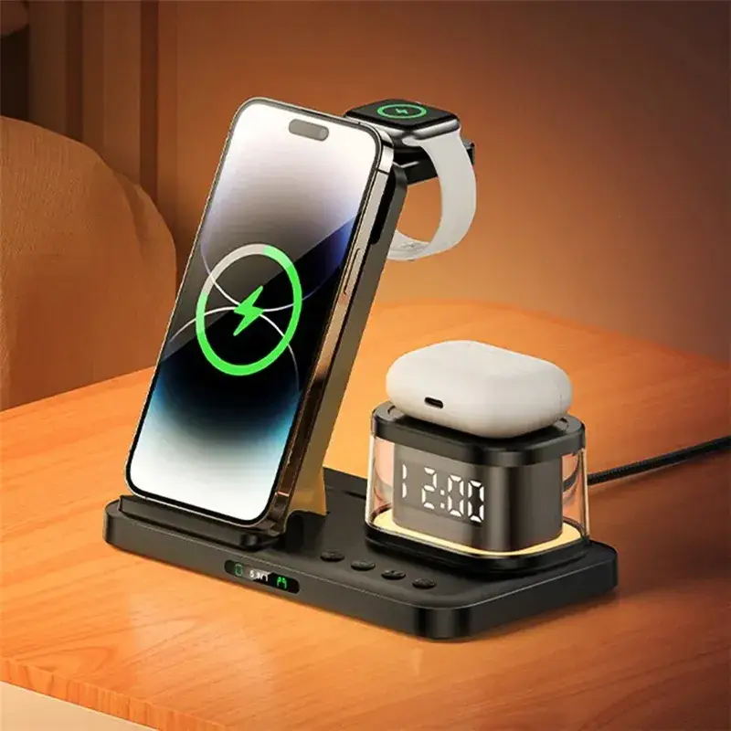 YESIDO DS22 Wireless Charging Station 20W with Night Light and Clock